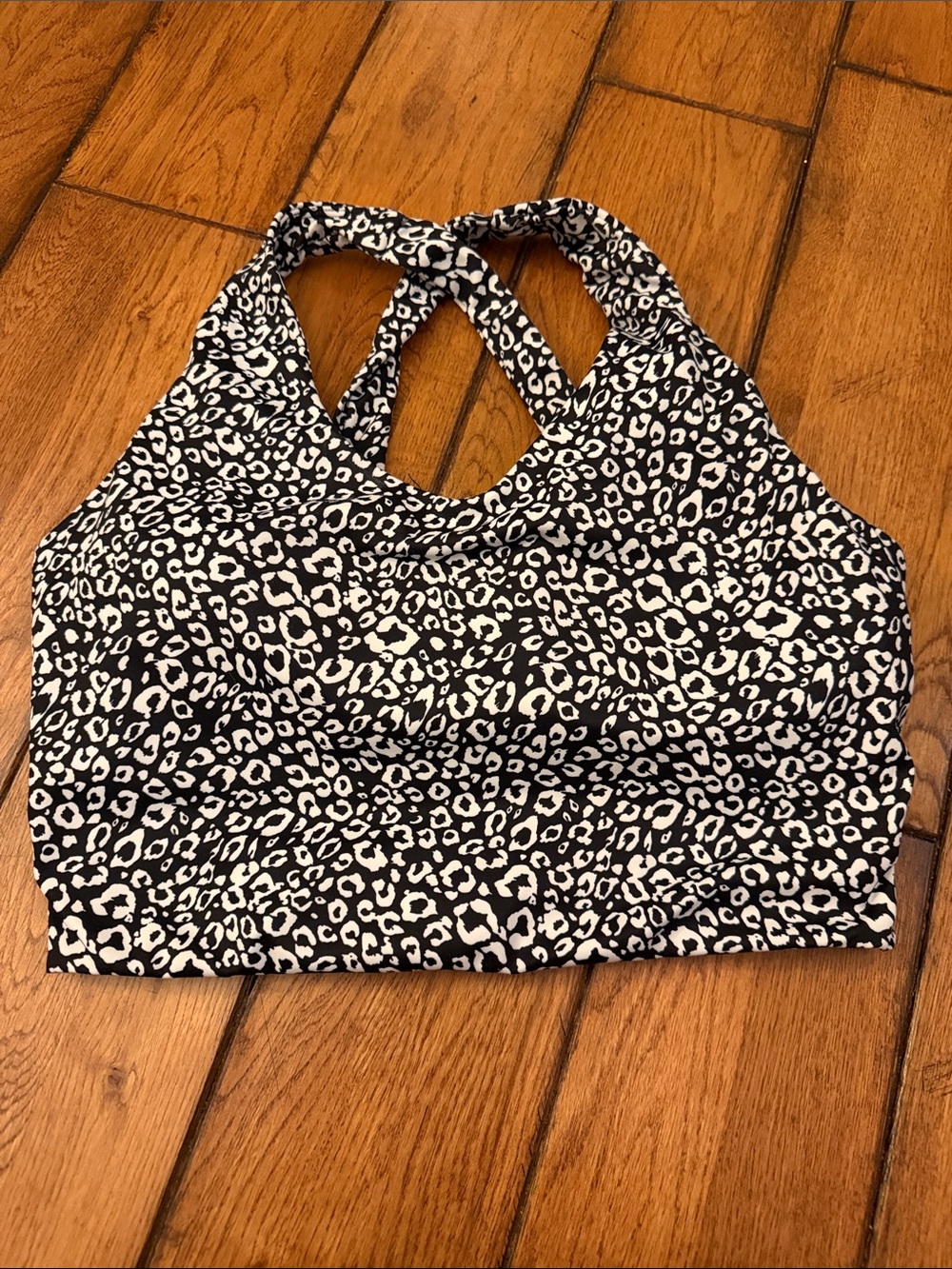 Black & White Leopard Print Sports Bra